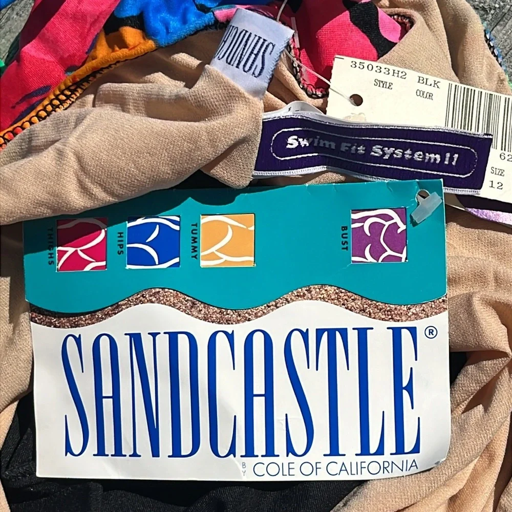 NWT vintage Sandcastle Swim Fit System tropical swimsuit 12 - Picture 7 of 11